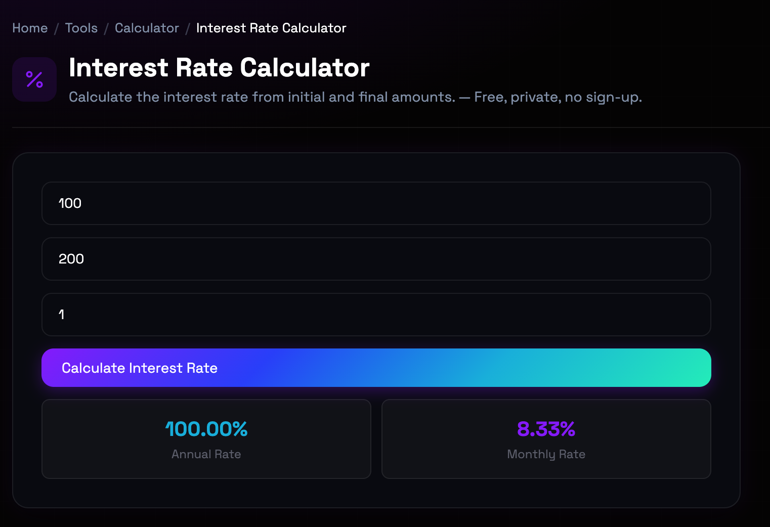 How to use Interest Rate Calculator online — free, fast, and private